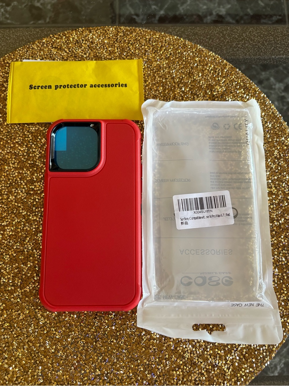 Protective NWT Case iPhone 14 Pro Max , 6.7” Red, with screen protector.